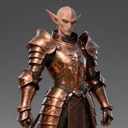 a drow wearing copper armour, highly detailed, digital art, sharp focus, trending on art station, d & d, anime art style