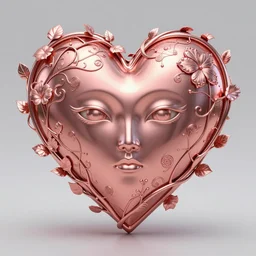 rose gold heart, wrapped in vines, vray, machine face, intricate, elegant, highly detailed, digital painting, artstation, cgsociety, concept art, smooth, sharp focus, product - display, illustration, yoshitaka amano, art by camille corot and karol bak and kim tschang yeul, 8 k