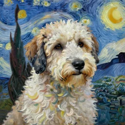 a portrait of an Old English Sheepdog, oil painting by Vincent van Gogh,