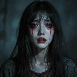 demon woman crying in the style of junji ito. hyperdetailed photorealism by greg rutkowski, 1 0 8 megapixels, cinematic lighting