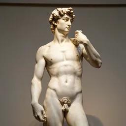 photo of a Johnny Depp Michelangelo sculpture in a museum