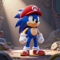 sonic in a super mario costume