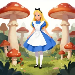 alice in wonderland digital illustration by ilya kuvshinov, surreal mushroom forest by beeple