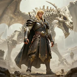 an ultra detailed 3 d render of saladin as an elden ring boss, epic anime fantasy, huge dragon skeleton in the background 8 k, volumetric lighting, smooth, highly detailed, digital illustration, octane render, art by jeong seon and greg rutkowsi, artstation