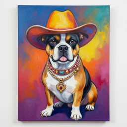 painting of a dog in the style of chicano street style