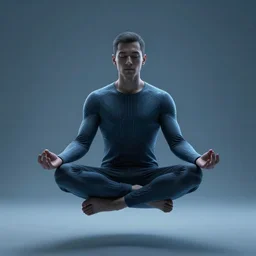cybermonk meditating while floating