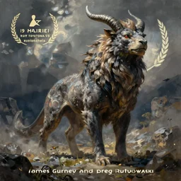 concept art painting of a mythical animal, by james gurney and greg rutkowski