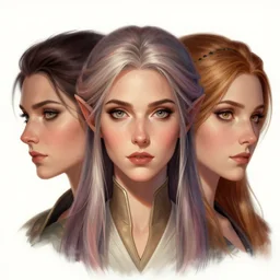 A detailed digital art head on symmetrical fanart portrait of a distinguished elven woman with two colored hair  by Charlie bowater and lise deharme wlop,  critical role