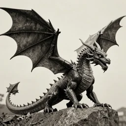 A vintage photograph of a real dragon