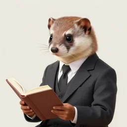 the portrait a weasel in a suit ， sit and read a book by wenjun lin, irakli nadar, bright colors, octopath traveler, wenjun lin, unreal engine 5 highly rendered, global illumination, radiant light, detailed and intricate environment