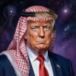 portrait of a middle eastern man that looks exactly like donald trump, cosmic horror painting, elegant intricate digital painting artstation concept art by mark brooks and brad kunkle detailed
