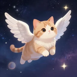 cute cat with angel wings, fantasy, cosmos, flying, dominique salm