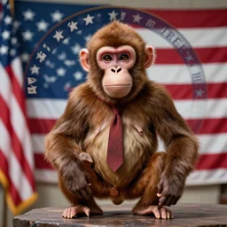 a monkey human hybrid posing as the president of the usa