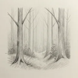 pencil sketch of forest, simple