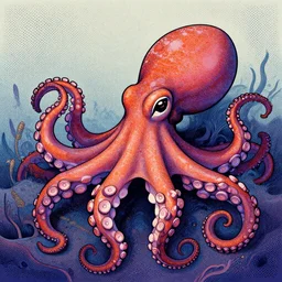 “painted octopus, dotart, album art in the style of James Jean”