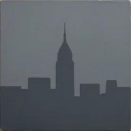Minimalist painting of a city