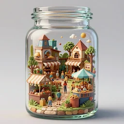 intricate illustration, of a solarpunk marketplace, inside a glass jar. intricately detailed. beautiful. colourful. 3 d vray render, artstation, deviantart, pinterest, 5 0 0 px models