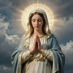 sky clouded with virgin mary portrait