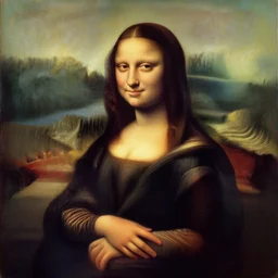 monalisa in the style of zdzisław beksiński, oil on canvas