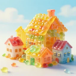 houses made of jelly bean, digital art by studio ghibli and wolp trending on artstation cgsociety rendered in unreal engine 4 k hq