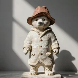 a marble statue of paddington bear