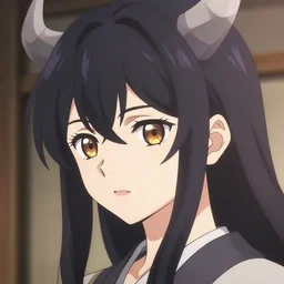 beutiful girl with horn, anime art, 4 k, ambien occlusion, close up,