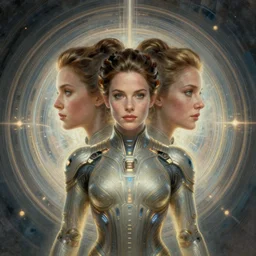 symmetry!! portrait of kate beckinsale, sci - fi, gateway to another dimension, tech wear, glowing lights!! intricate, elegant, highly detailed, digital painting, artstation, concept art, smooth, sharp focus, illustration, art by artgerm and greg rutkowski and alphonse mucha