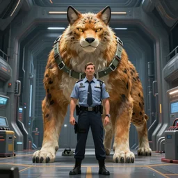 character concept art, science fiction, massive lynx - headed masculine security officer in cargo hold of nostromo, studio ghibli, pixar and disney animation, sharp, disney concept art watercolor illustration by mandy jurgens and alphonse mucha and alena aenami, pastel color palette, dramatic lighting, highly detailed