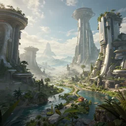 fantasy world futuristic landscape