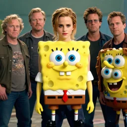 A badass photo of emma watson in a spongebob movie by nuri iyem, james gurney, james jean, greg rutkowski, anato finnstark. hyper detailed, 50mm, award winning photography.