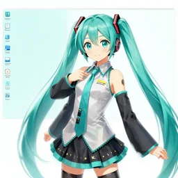 hatsune miku themed gnu / linux desktop environment, linux mint, in 1 9 9 5, y 2 k cybercore, desktop screenshot