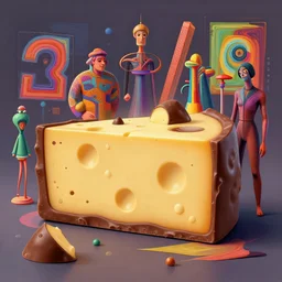 funky cheese chocolate creation by artstation, deviantart, artfol, artbox, cgsociety, gfxartist, artful, zatista, artpal, instagram, blendernation, frank stella, beeple, giger, kopera, zawadzki, abstract, surrealism,, hyperrealism, futurism 4 k, octane render