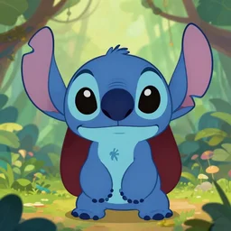 beautiful detailed cute character design of a cartoon alien lilo and stitch, tlk, tlk, in the style of'the jungle book'profile pic. deviantart adoptable, style of maple story and zootopia, portrait studio lighting by jessica rossier and brian froud in the style of disney balto, artstation deviantart alphonse mucha