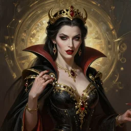 Majestic and regal portrait of a riveting female vampire, intricate, epic, elegant, menacing, fantasy, highly detailed, digital painting, hard focus, beautiful volumetric lighting, epic light, ultra detailed, by Leesha Hannigan, Ross Tran, Thierry Doizon, Kai Carpenter, Ignacio Fernández Ríos