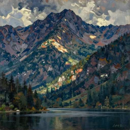 lakeside mountains, by mikhail vrubel