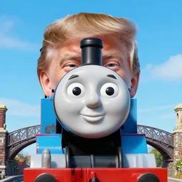 donald trump face as thomas the tank engine, bridge to narnia - n 4