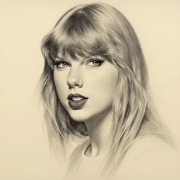 pencil art, detailed portrait of taylor swift, intricate,, oil painting, by yoshitaka amano, cinematic lighting