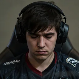 detailed portrait of a sad league of legends player, photograph, bleak, realistic
