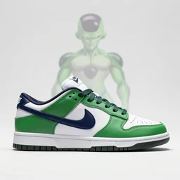 nike dunks in the theme of frieza, accurate colors, concept art, sleek ferrari details