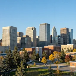 hyper realistic photo of calgary downtown city view, 8 k, hyper realistic, fractal art, art station, coherent design, symmetrical, vivid colour, complementary colour, golden ratio, detailed, sharp lines, intricate, rainbow shift, in unreal 3 d engine, ray tracing, octane render