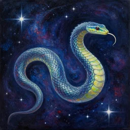 a detailed painting of a space serpent floating in space in a sea of colorful sea of stars, by alena aenami, petros afshar and greg rutkowski trending on artstation, deviantart, dragon scales, stars