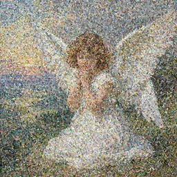 cute girl angel with a epic scenery in the style of John William Waterhouse