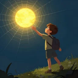 the boy who caught the sun in his web, digital concept art, trending on art station