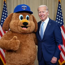 Joe Biden posing with Big Floppa