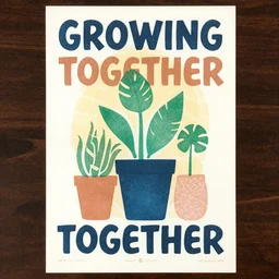 growing together, vintage poster, risograph