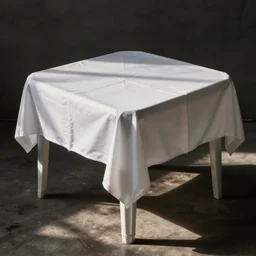 square plastic table with white cloth png