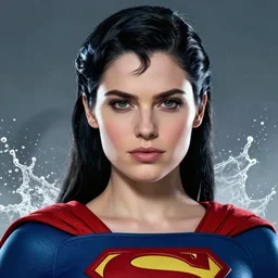 portrait of rosalina as superman in gears of war, splash art, movie still, detailed face, photorealistic facial features, cinematic lighting, dramatic, octane render, long lens, shallow depth of field, bokeh, anamorphic lens flare, 8 k, hyper detailed, 3 5 mm film grain