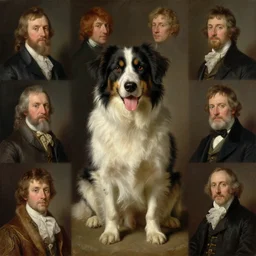 victorian portrait of a dog, masterpiece, by frederic leighton, edward burne - jones, william holman hunt, john everett millais, william powell frith, george frederic watts, lawrence alma - tadema, john ruskin, richard dadd, evelyn de morgan 4 k, super detailed, trending on artstation