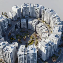 upplands vasby city, houses build in a big spiral, concept art, modern, very detailed, extreme close up