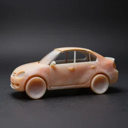 car made of skin, studio light, dark background, 3 5 mm photography